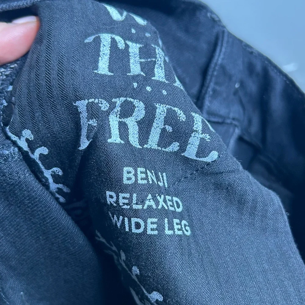 Free People 100% Cotton Black Benji Relaxed Wide Leg Jean Size 24